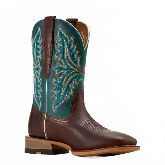 NEW ARIAT men's walker leather cowboy boot in espresso - scuba blue - Picture 1 of 6